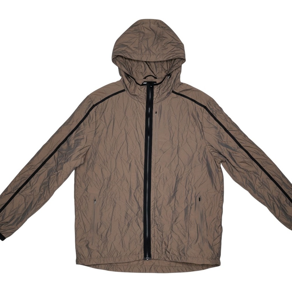 Champion C9 Mens XL Iridescent Bronze Crinkle Windbreaker Hooded Jacket Brown